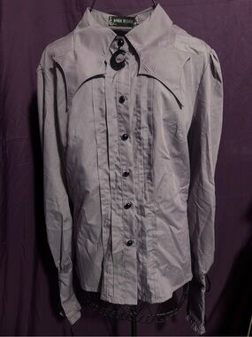 Dark in Love Lavender Gothic Button-Up Blouse